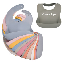 Reusable Waterproof Printed Silicone Bib Collapsible Silicone Baby Bib
